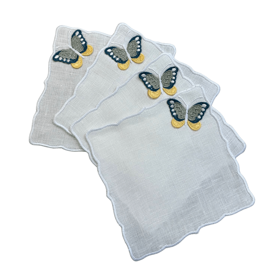 FineLeaf Guardanapos de Coquetel Guardanapos de Coquetel <br> Borboletas Grey Blue