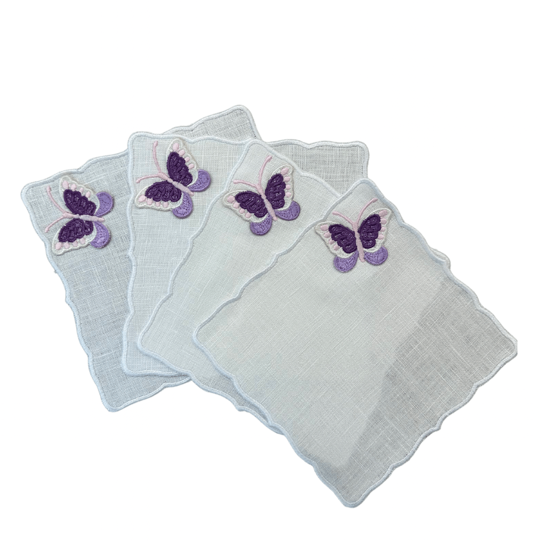 FineLeaf Guardanapos de Coquetel Guardanapos de Coquetel <br> Borboletas Lilas