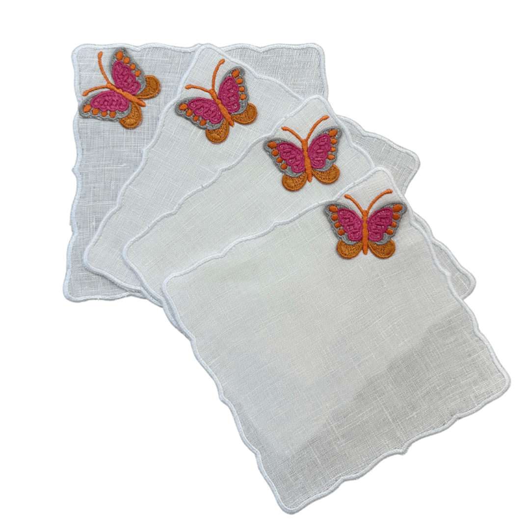 FineLeaf Guardanapos de Coquetel Guardanapos de Coquetel <br> Borboletas Rosa