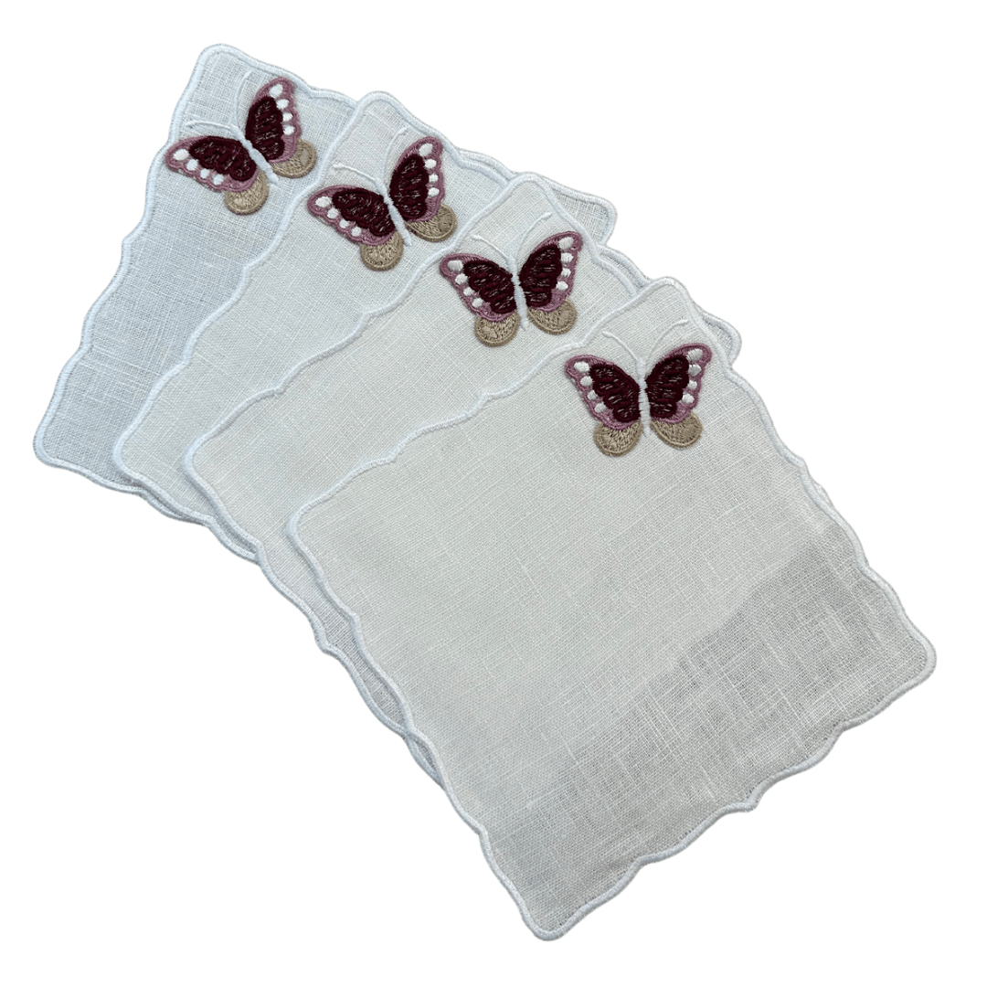 FineLeaf Guardanapos de Coquetel Guardanapos de Coquetel <br> Borboletas Rose Gold