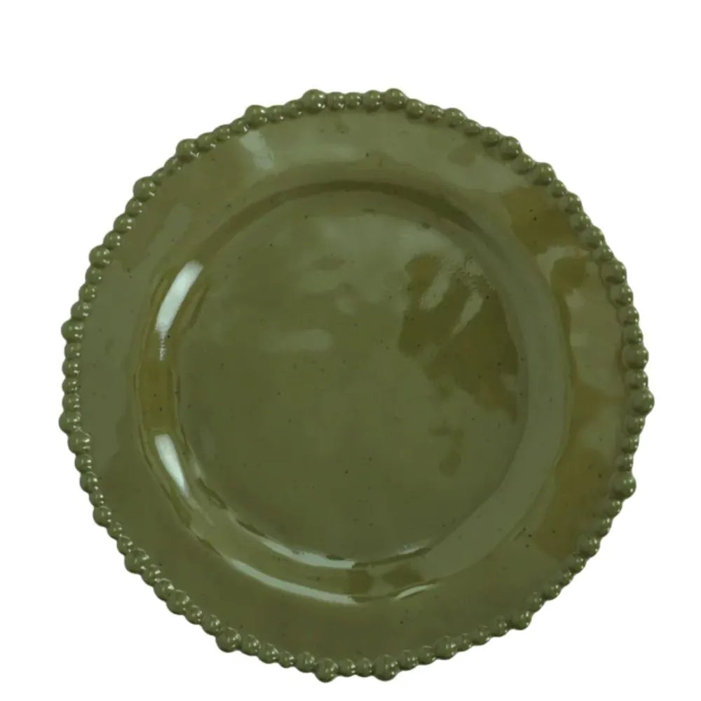 Conjunto com 6 pratos de sobremesa de melamina Dots verde