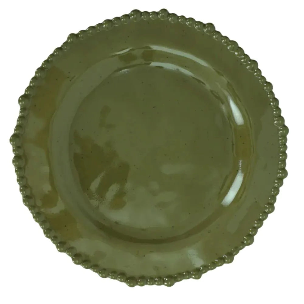Conjunto com 6 pratos rasos de melamina Dots Verde com 27 cm
