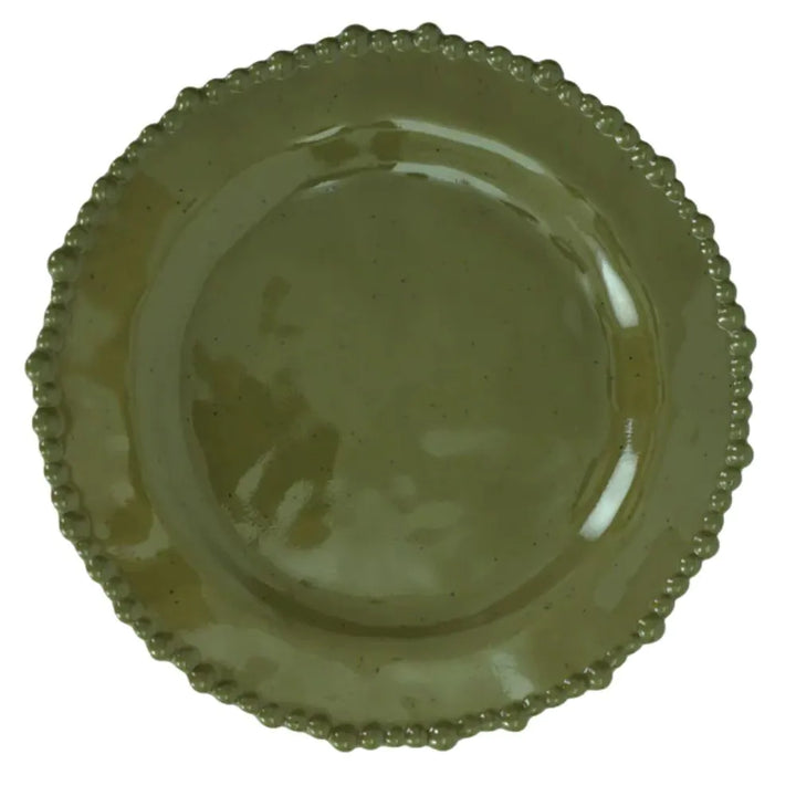 Conjunto com 6 pratos rasos de melamina Dots Verde com 27 cm

