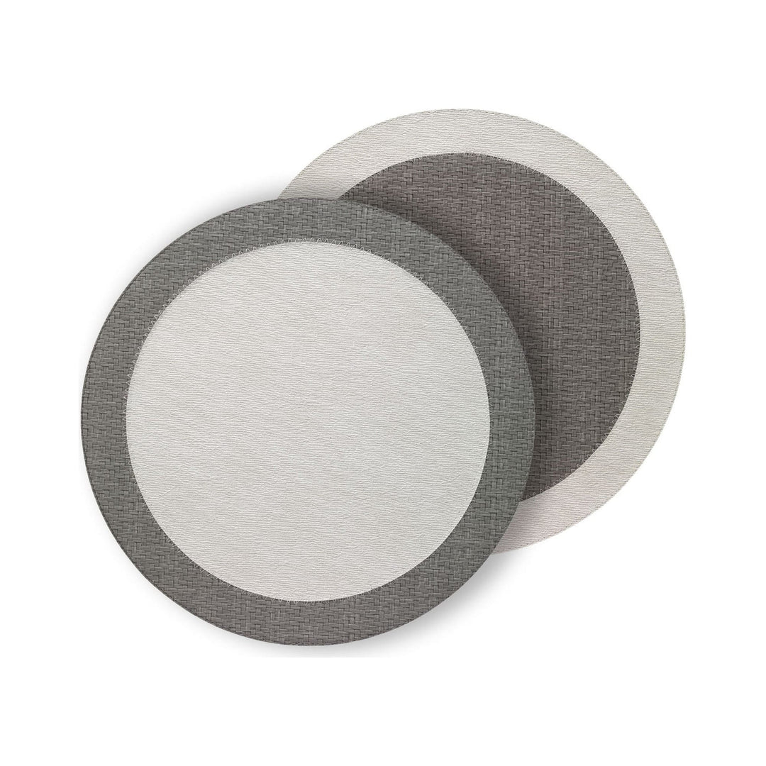 Bodrum Linen Jogos Americanos Jogo Americano Halo Reversível Cinza, Kit com 4