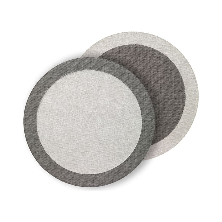 Bodrum Linen Jogos Americanos Jogo Americano Halo Reversível Cinza, Kit com 4