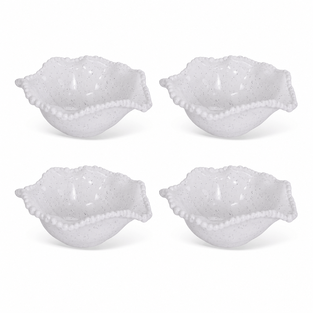 FineLeaf Conjunto com 4 Mini Bowls de Melamina Dots Branco