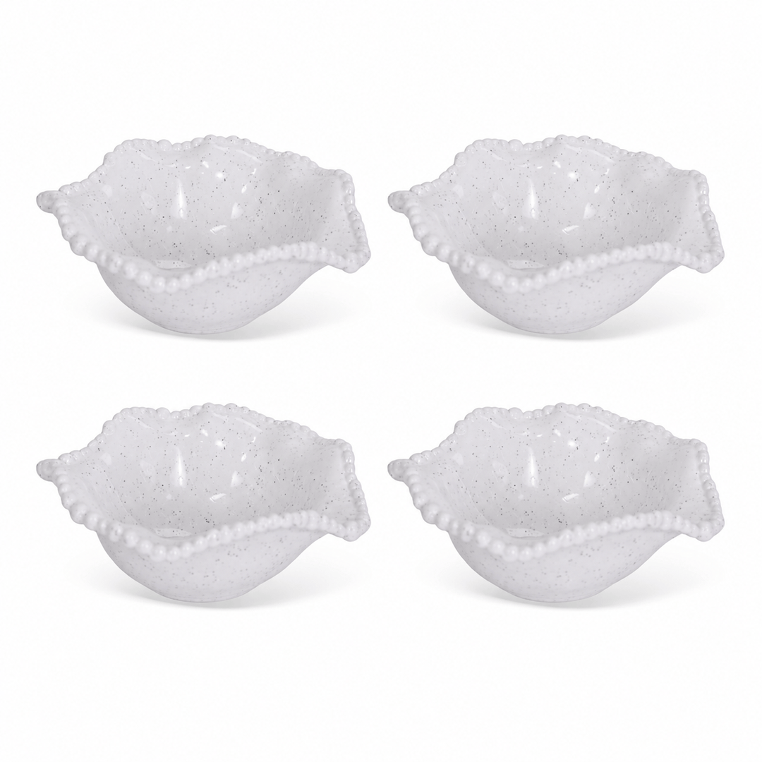 FineLeaf Conjunto com 4 Mini Bowls de Melamina Dots Branco