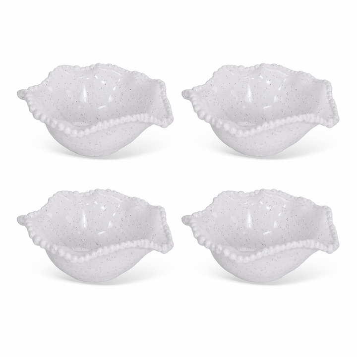 FineLeaf Conjunto com 4 Mini Bowls de Melamina Dots Branco