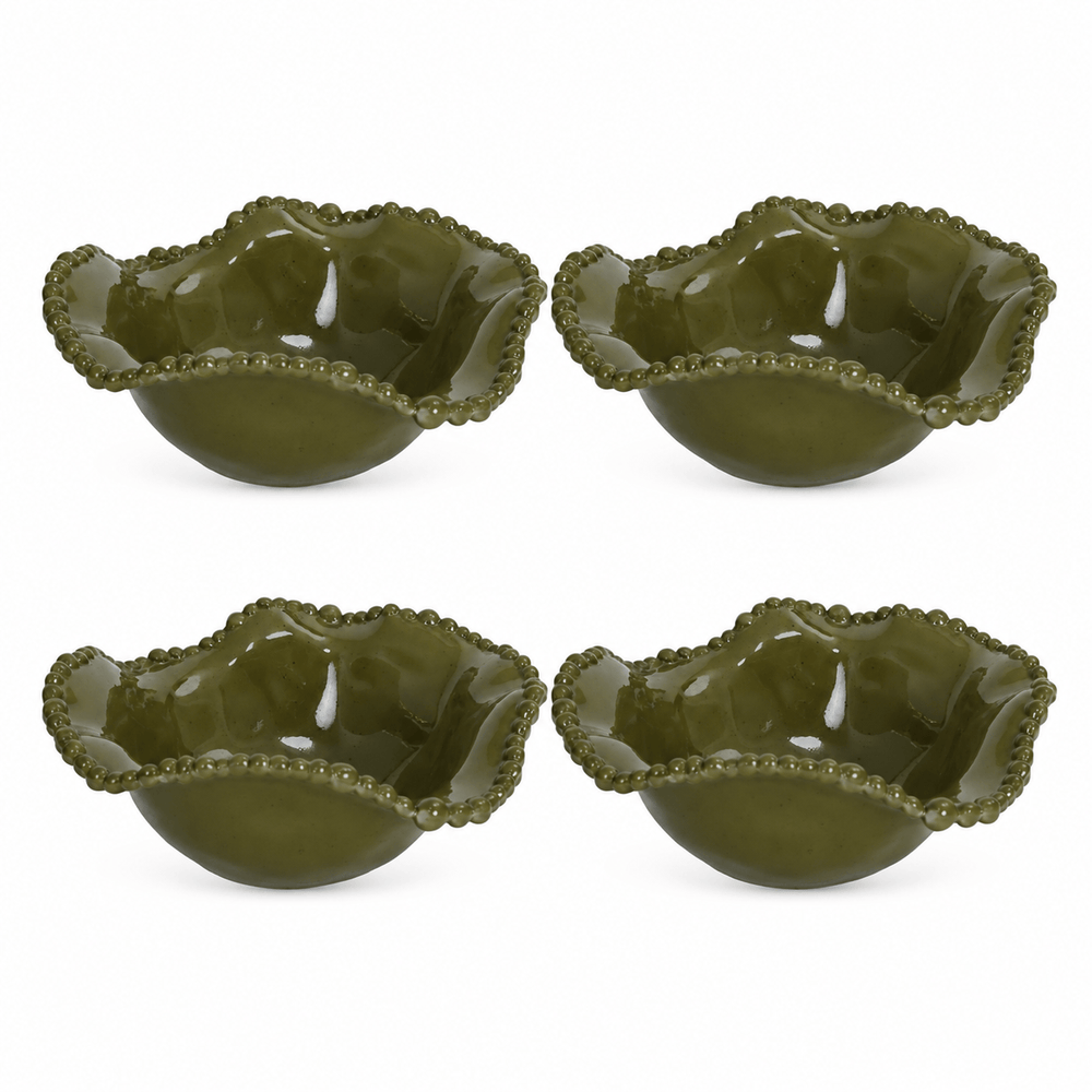 FineLeaf Conjunto com 4 Mini Bowls de Melamina Dots Verde