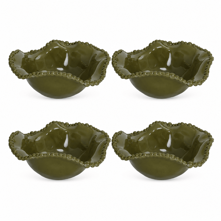 FineLeaf Conjunto com 4 Mini Bowls de Melamina Dots Verde