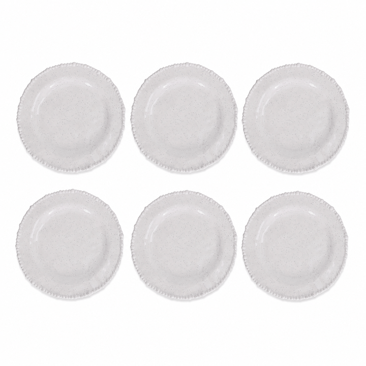 FineLeaf Conjunto com 6 Pratos Rasos de Melamina Dots Branco