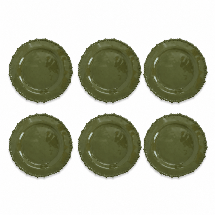 FineLeaf Conjunto com 6 Pratos Rasos de Melamina Dots Verde