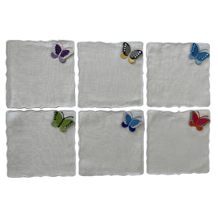 FineLeaf Guardanapos de Coquetel 6 Guardanapos de Coquetel <br>  Borboletas Coloridas