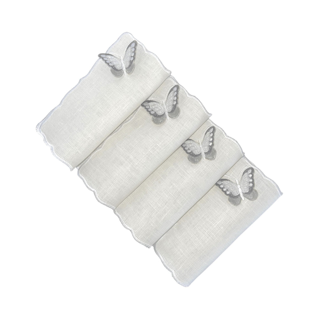 FineLeaf Guardanapos de Coquetel Guardanapos de Coquetel – Borboletas Cinza