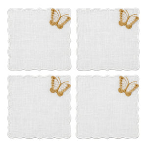 Guardanapos de Coquetel Borboletas Dourado, Kit com 4