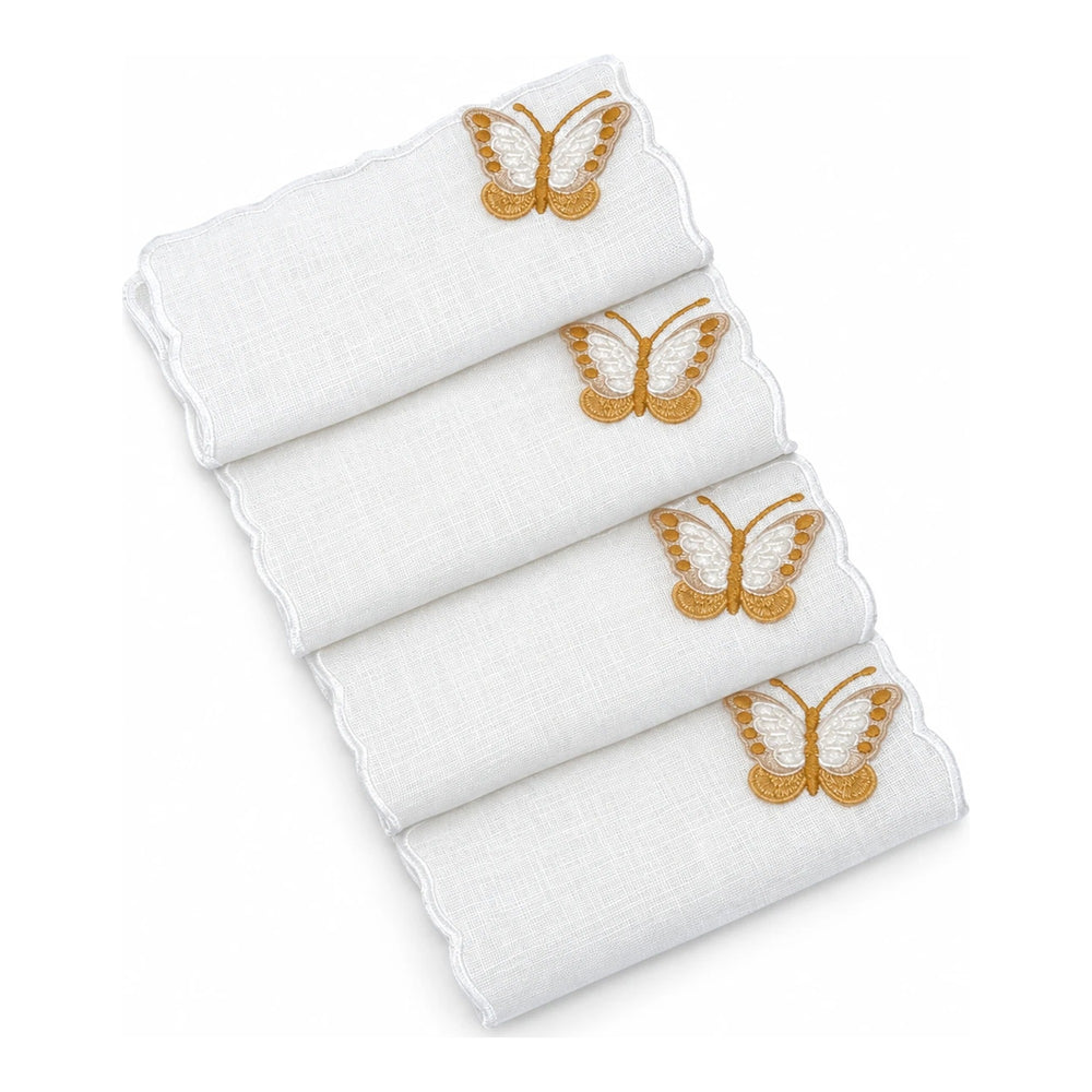Guardanapos de Coquetel Borboletas Dourado, Kit com 4