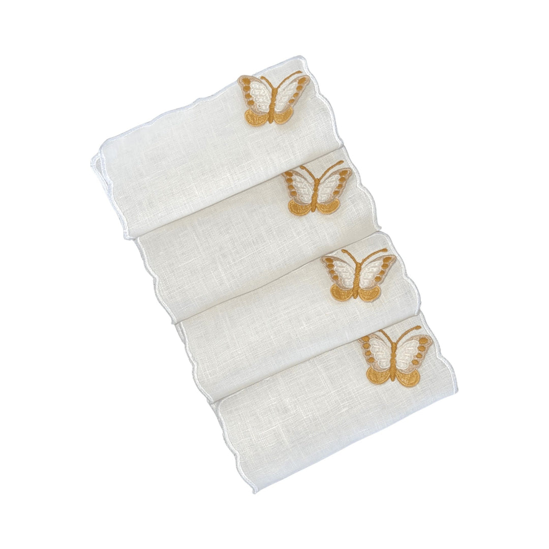 FineLeaf Guardanapos de Coquetel Guardanapos de Coquetel – Borboletas Gold