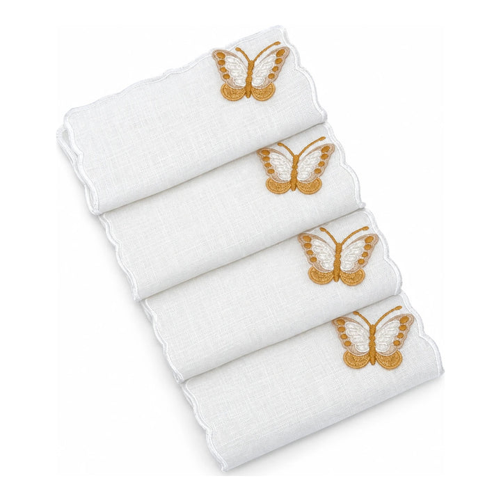 Guardanapos de Coquetel Borboletas Dourado, Kit com 4