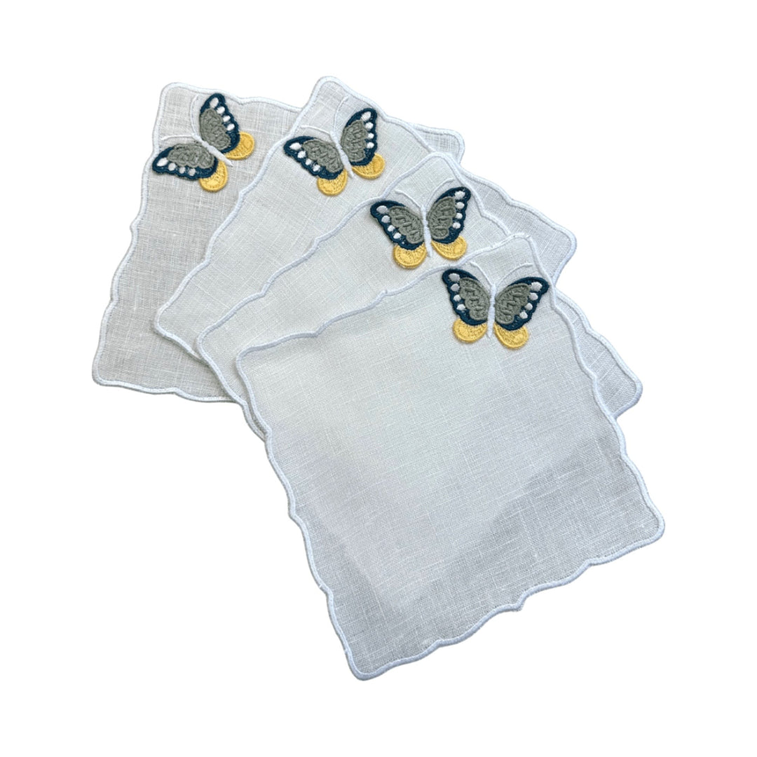 FineLeaf Guardanapos de Coquetel Guardanapos de Coquetel – Borboletas Grey Blue