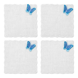 Guardanapos de Coquetel Borboletas Azul-Claro, Kit com 4