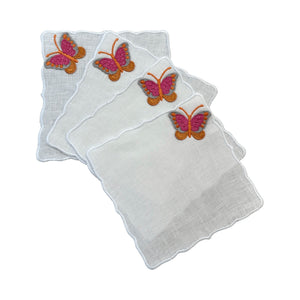 Guardanapos de Coquetel Borboletas Rosa, Kit com 4