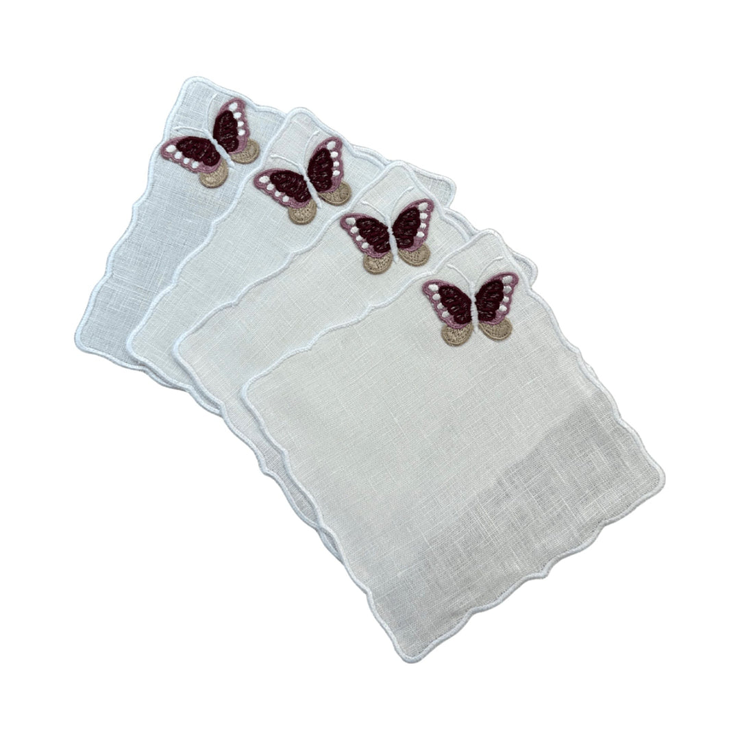 FineLeaf Guardanapos de Coquetel Guardanapos de Coquetel – Borboletas Rose Gold