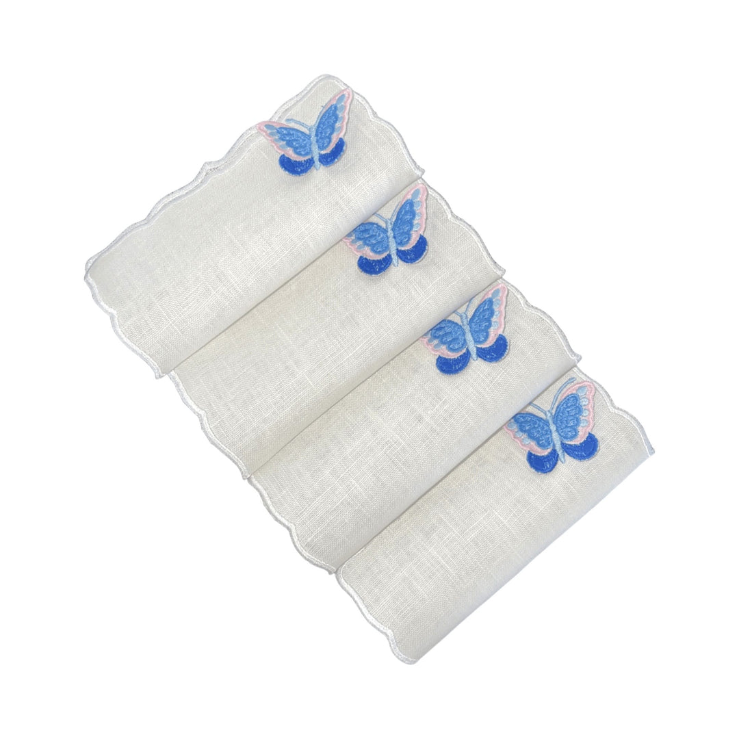 FineLeaf Guardanapos de Coquetel Guardanapos de Coquetel – Borboletas RoseBlue