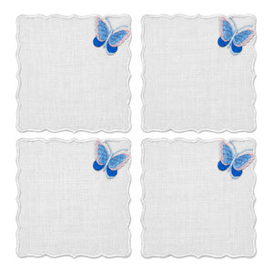 Guardanapos de Coquetel Borboletas Rosa e Azul, Kit com 4
