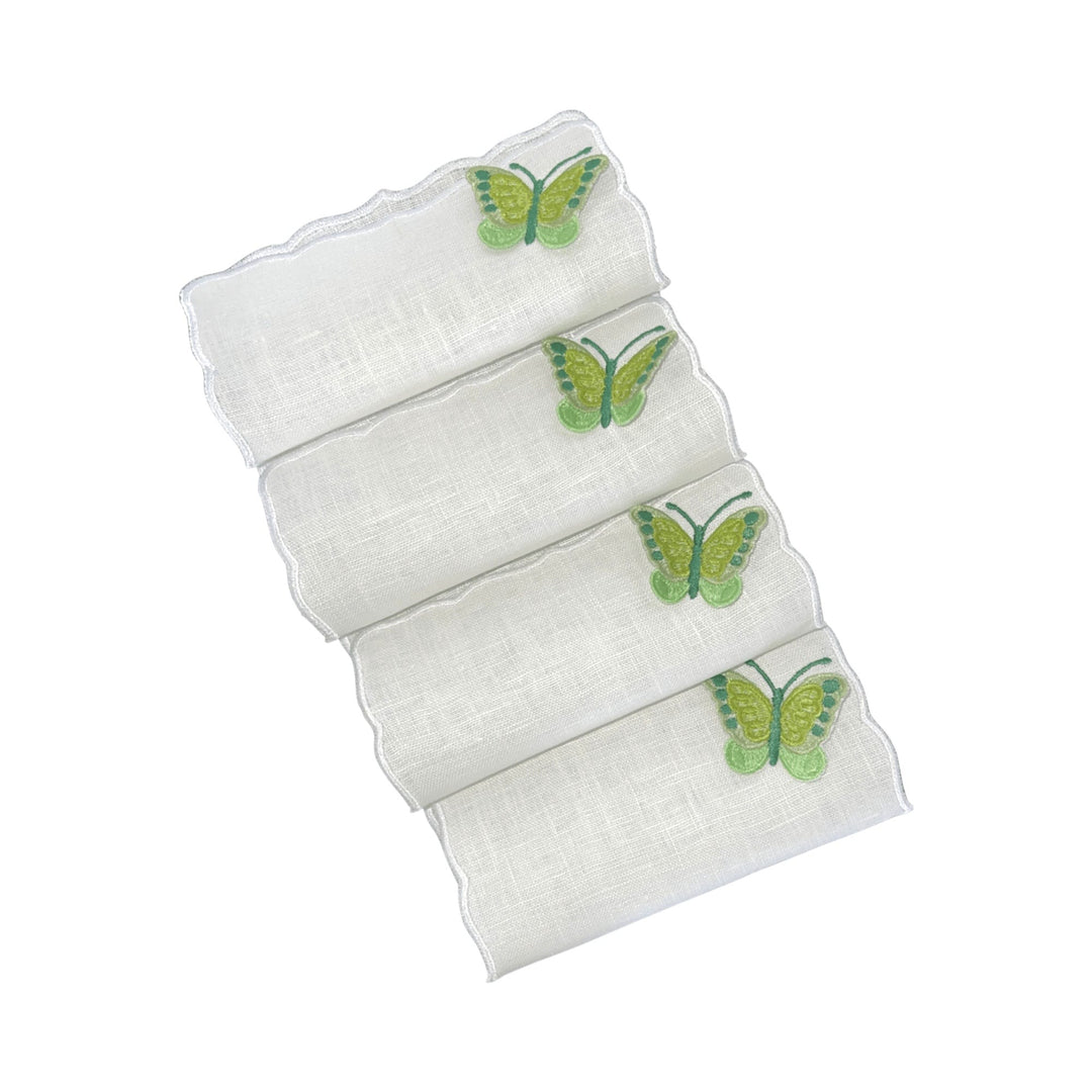 FineLeaf Guardanapos de Coquetel Guardanapos de Coquetel – Borboletas Verde