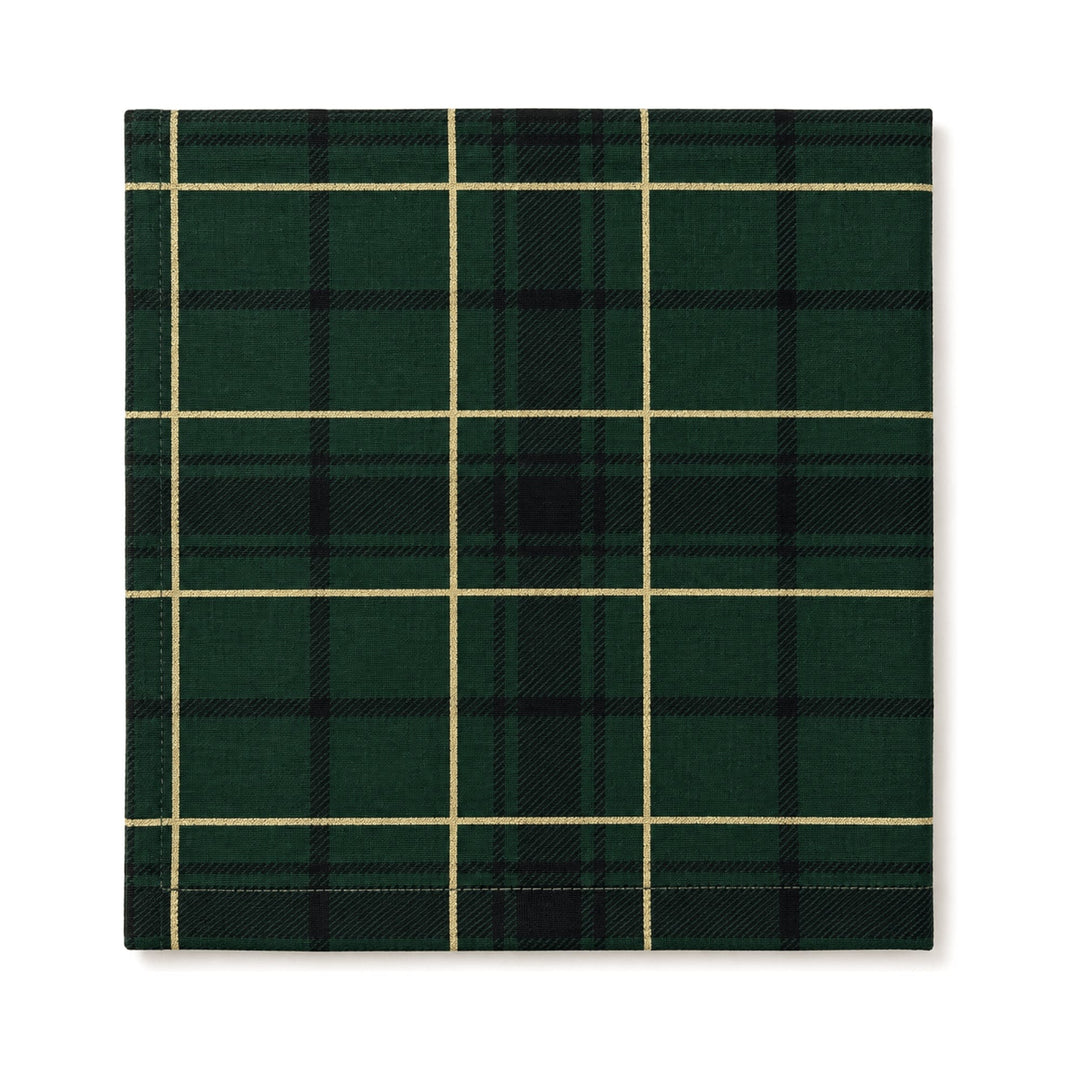 FineLeaf Guardanapos de Mesa Guardanapo de Mesa Natal Xadrez Verde e Dourado - Kit com 6