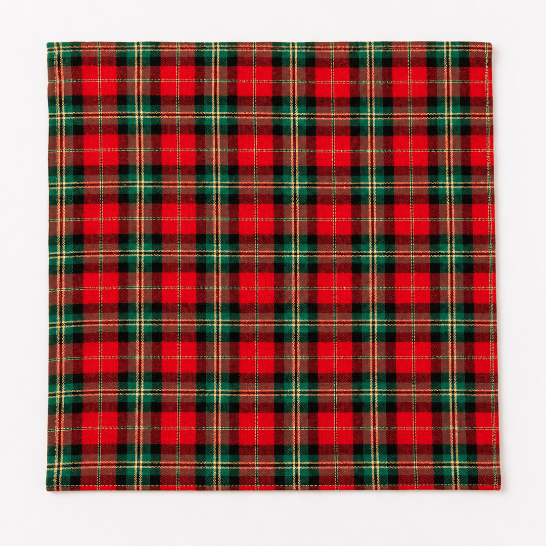 FineLeaf Guardanapos de Mesa Guardanapo Magia de Natal Xadrez Vermelho e Verde - Kit 6un
