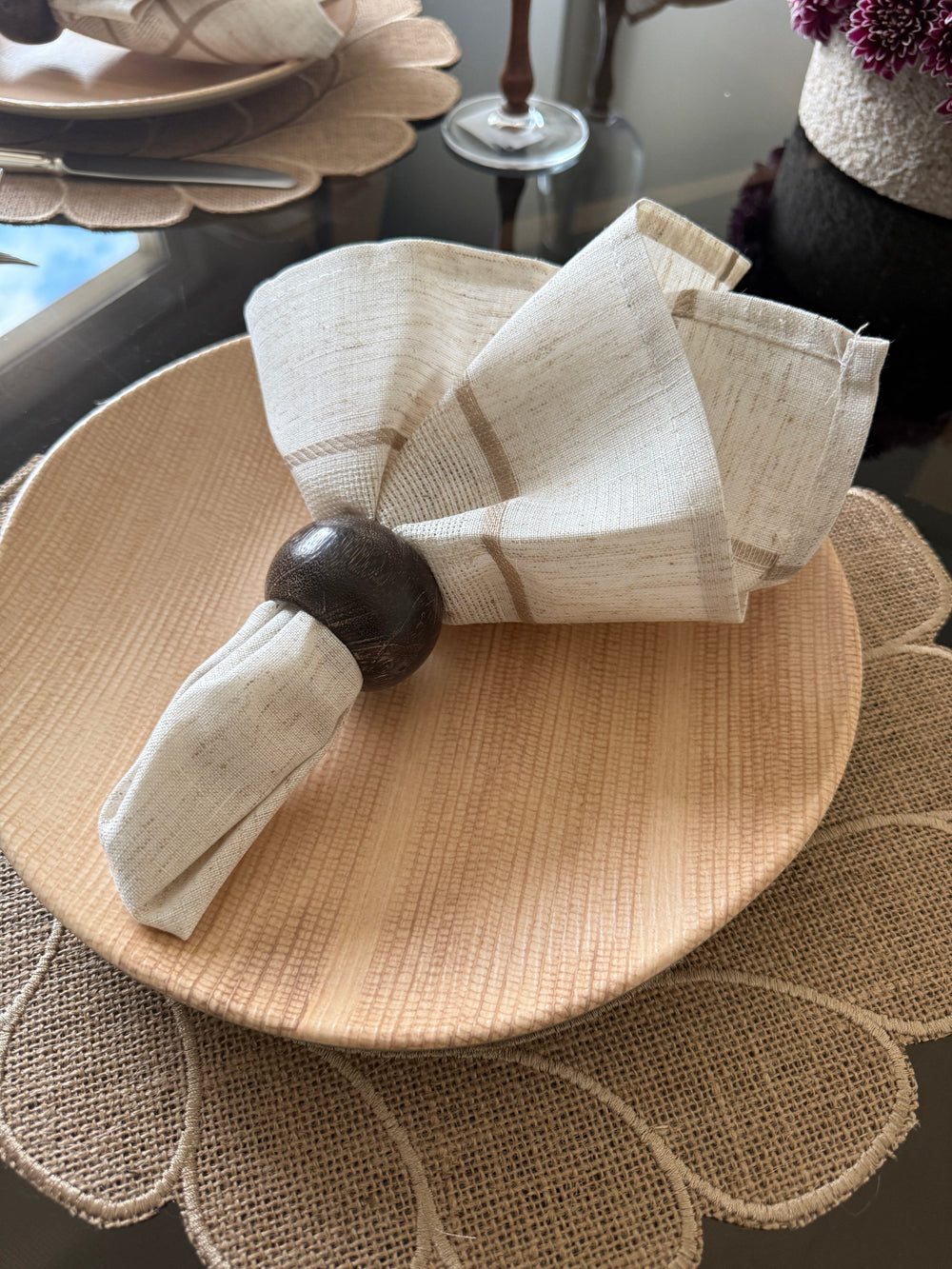 FineLeaf Guardanapos de Mesa Guardanapos de Mesa <br> Xadrez Bege