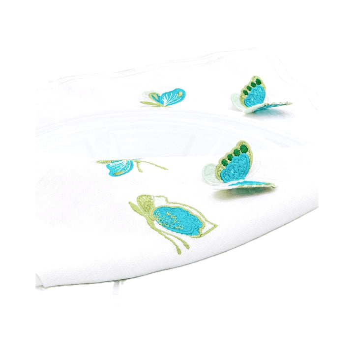 FineLeaf Guardanapos de Mesa Guardanapos de Mesa em linho Branco – BORBOLETAS