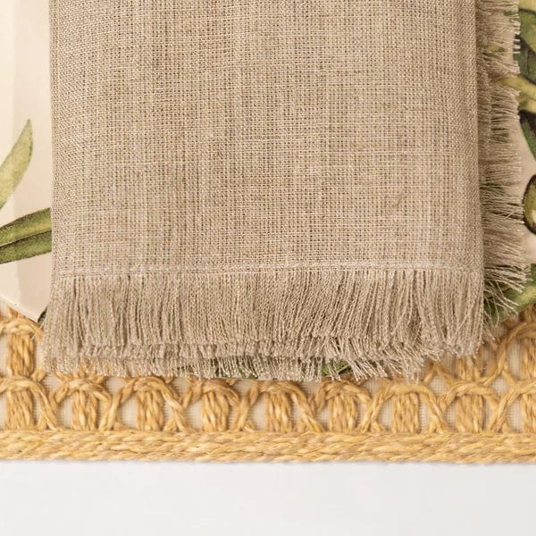FineLeaf Guardanapos de Mesa Guardanapos de Mesa Linho Natural com franja