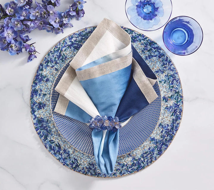 FineLeaf Guardanapos de Mesa Guardanapos KIM SEYBERT <br> AZUL BRANCO - KIT COM 4 UNIDADES