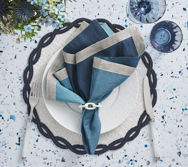 FineLeaf Guardanapos de Mesa Guardanapos KIM SEYBERT <br> AZUL MARINHO  - KIT COM 4 UNIDADES