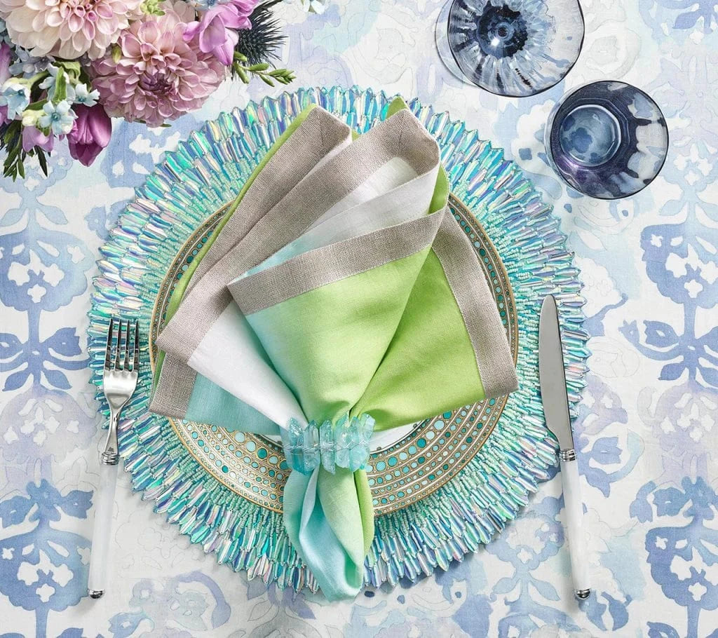 FineLeaf Guardanapos de Mesa Guardanapos KIM SEYBERT <br> AZUL VERDE  - KIT COM 4 UNIDADES