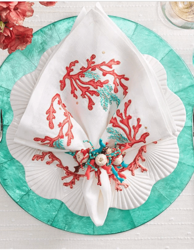 FineLeaf Guardanapos de Mesa Guardanapos KIM SEYBERT <br> CORAL - KIT COM 4 UNIDADES