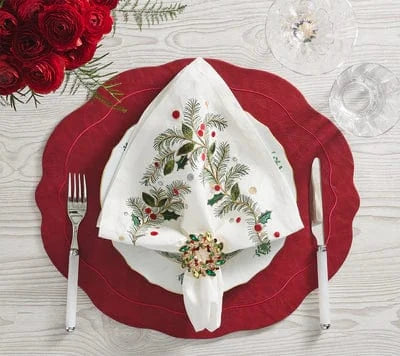 FineLeaf Guardanapos de Mesa Guardanapos KIM SEYBERT <br> Folhagem Natalino - KIT COM 4 UNIDADES