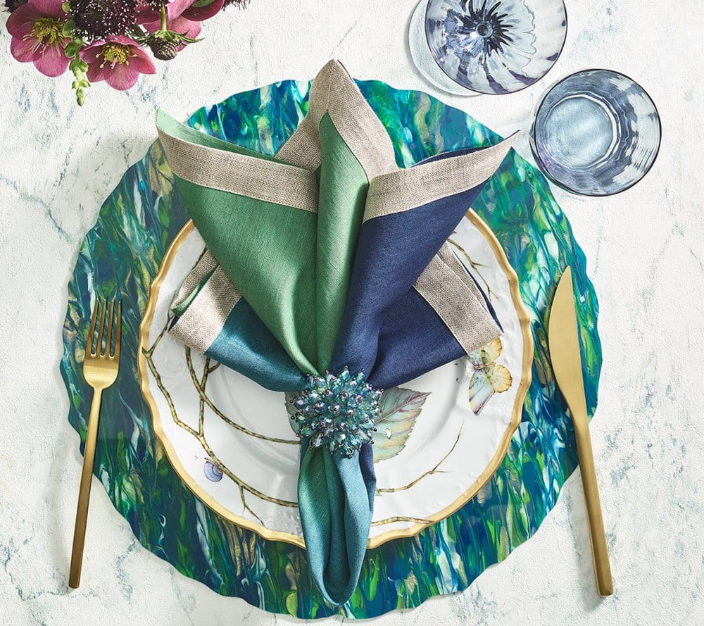 FineLeaf Guardanapos de Mesa Guardanapos KIM SEYBERT <br> MARINHO VERDE - KIT COM 4 UNIDADES