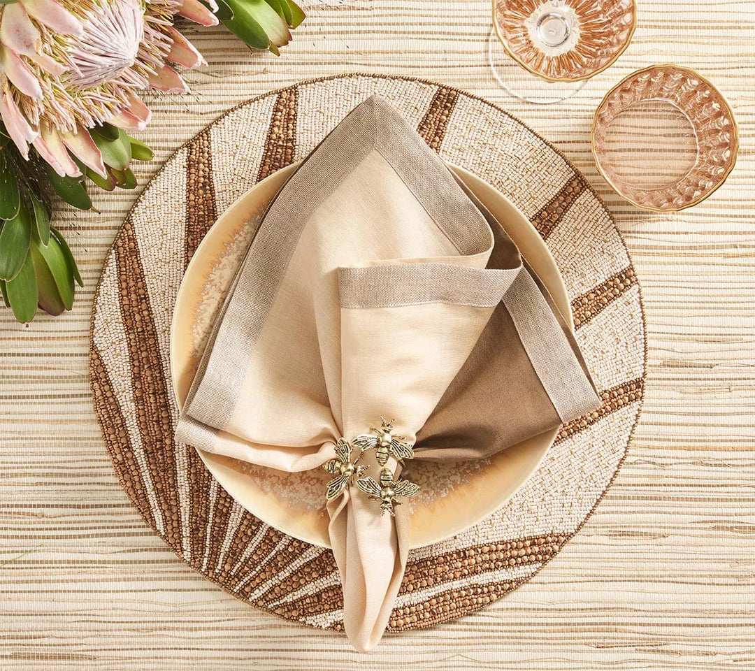 FineLeaf Guardanapos de Mesa Guardanapos KIM SEYBERT <br> MARROM DOURADO - KIT COM 4 UNIDADES