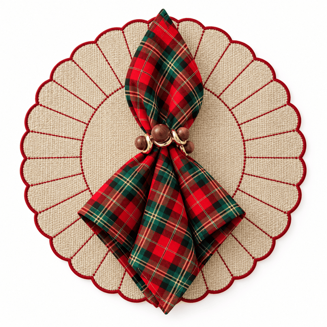 Guardanapos Magia de Natal Xadrez Vermelho e Verde, Kit com 6