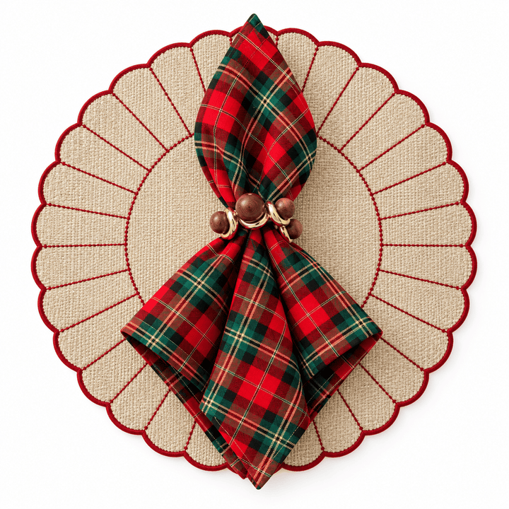 Guardanapos Magia de Natal Xadrez Vermelho e Verde, Kit com 6