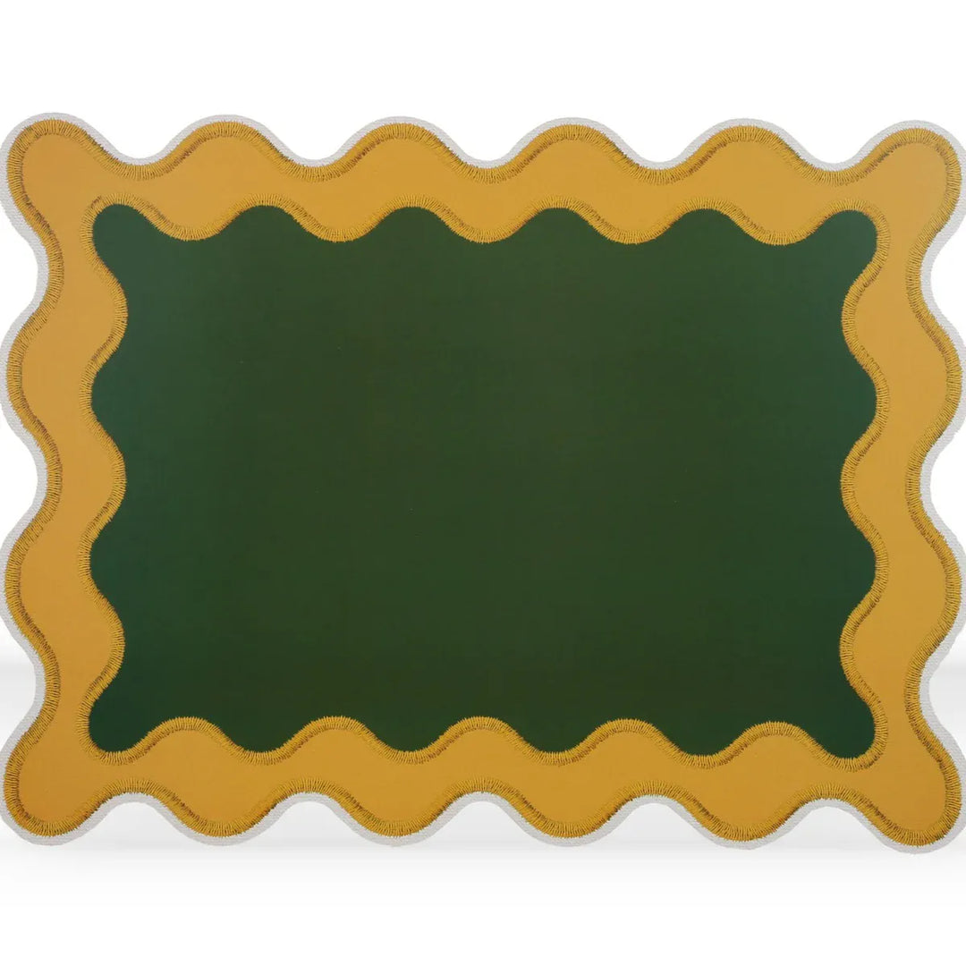 FineLeaf Jogos Americanos Jogo Americano <br> KIT 6 ONDEE Verde e Amarelo