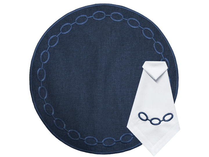 FineLeaf Jogos Americanos KIT 6 Jogos Americano <br> Elo Azul com guardanapo