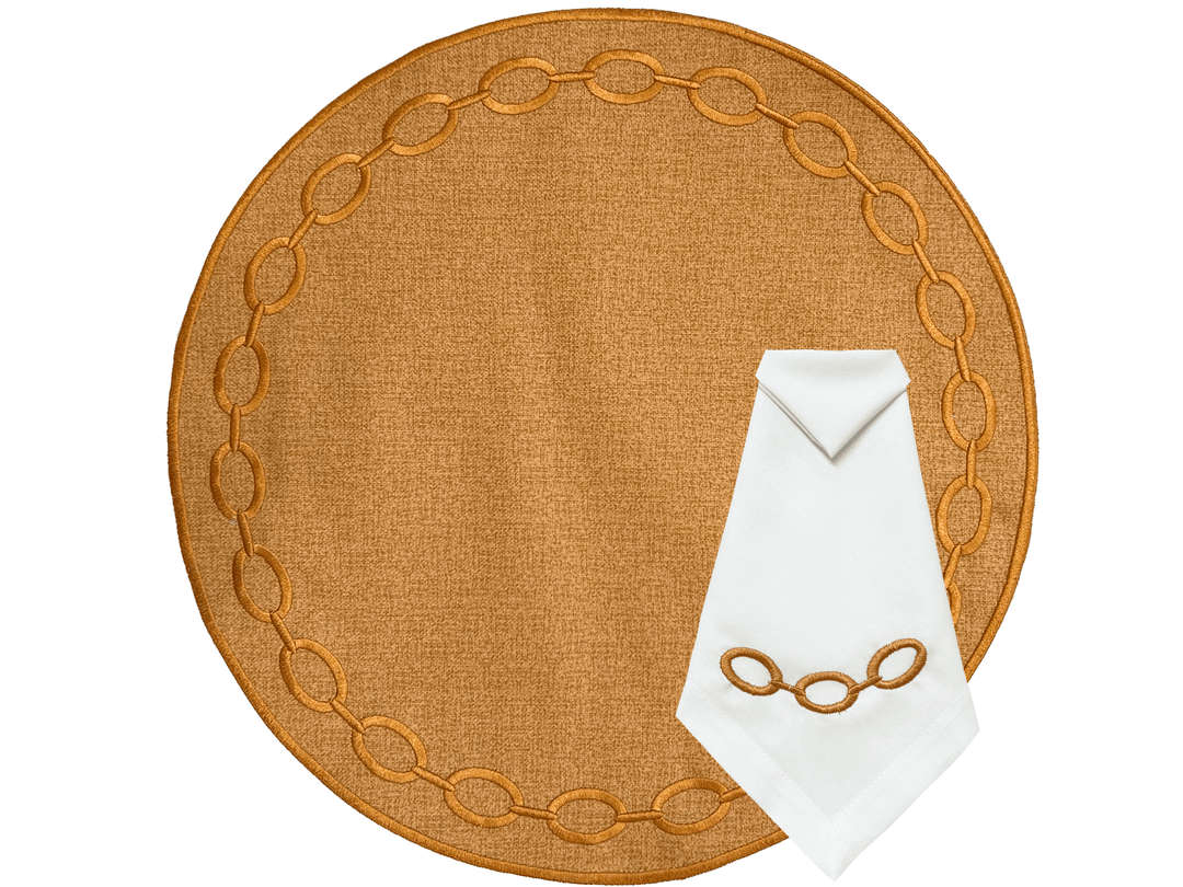 FineLeaf Jogos Americanos KIT 6 Jogos Americano <br> Elo Terracota com guardanapo