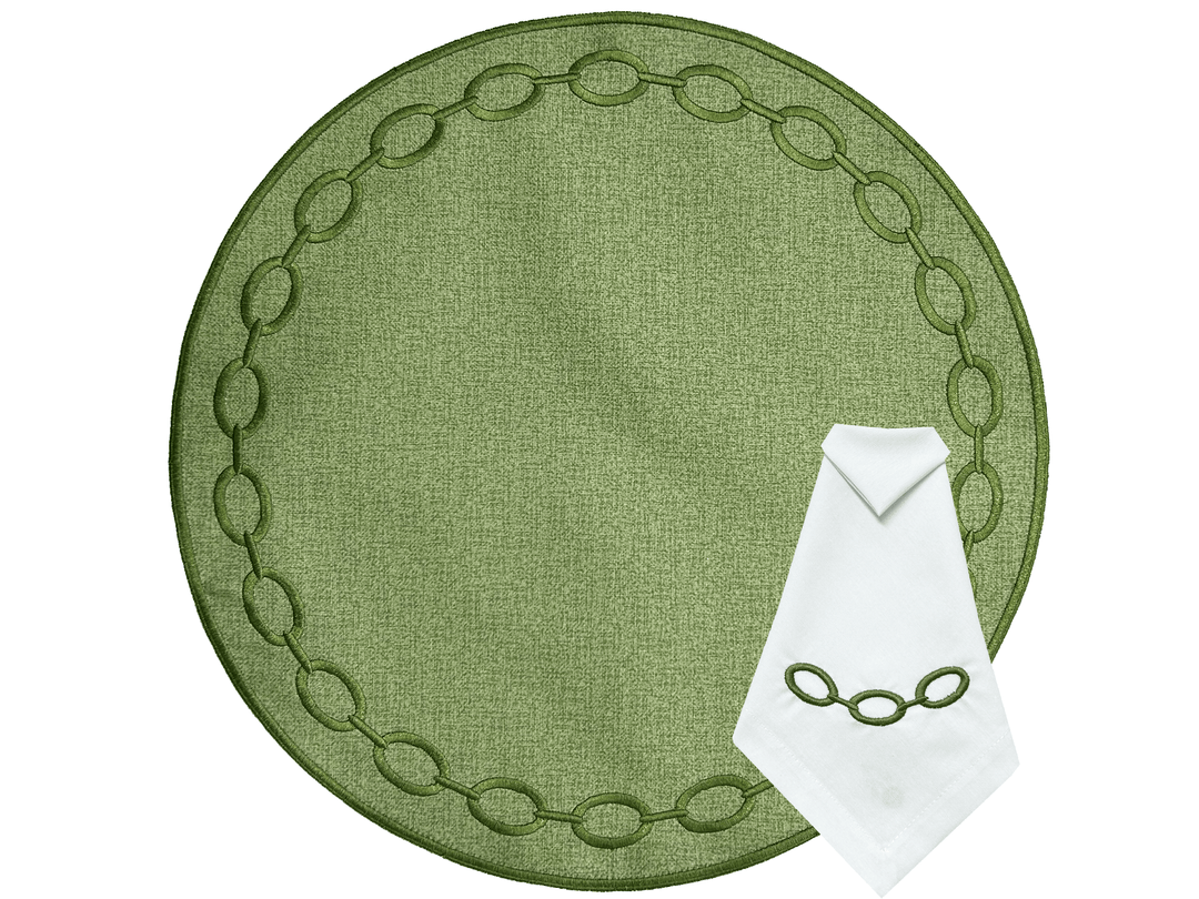 FineLeaf Jogos Americanos KIT 6 Jogos Americano <br> Elo Verde com guardanapo