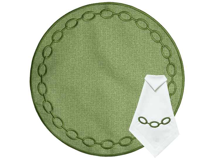 FineLeaf Jogos Americanos KIT 6 Jogos Americano <br> Elo Verde com guardanapo