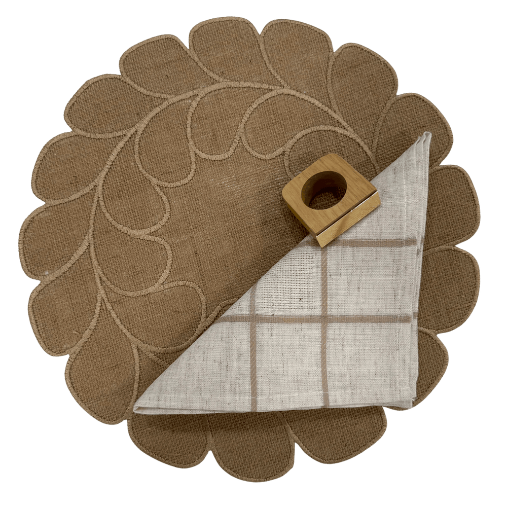 FineLeaf Jogos Americanos KIT JUTA BEGE - 3 PEÇAS