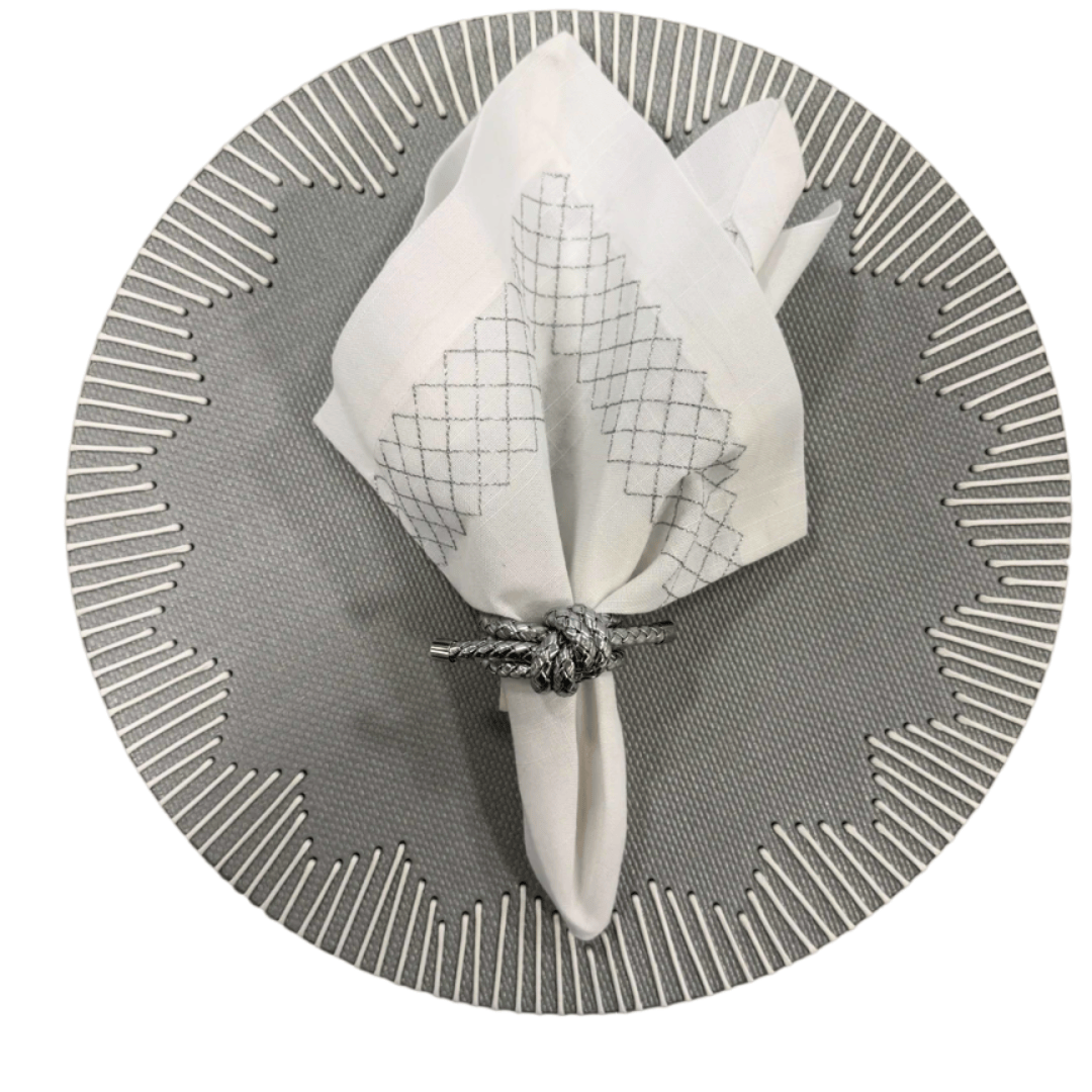 FineLeaf Jogos Americanos KIT Weaver prata  - 3 PEÇAS